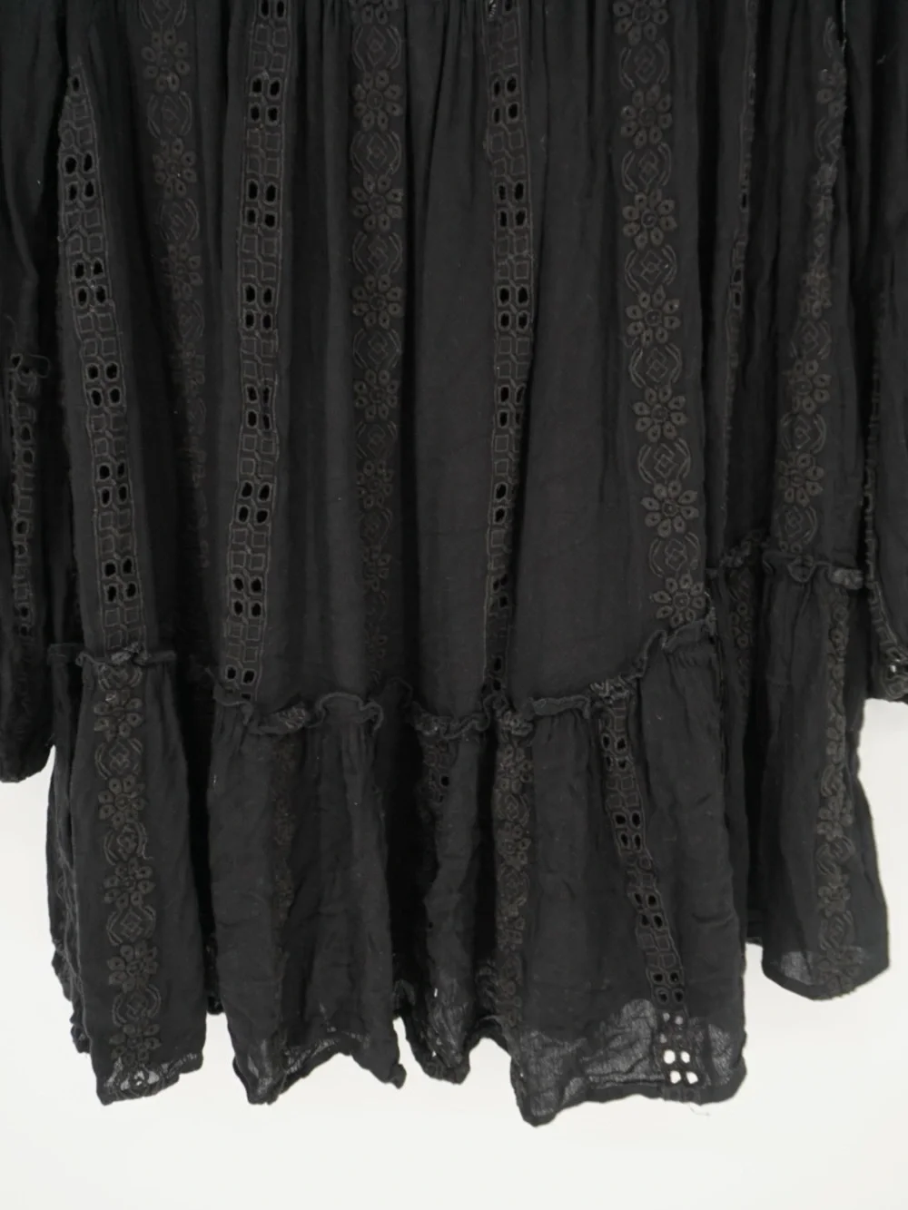 Free People Kiss Kiss Black Tunic Dress Small Eyelet Boho Whimsigoth
